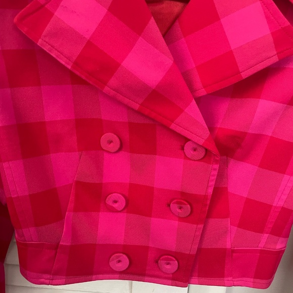 Cult Gaia pink and red plaid jacket. - Picture 3 of 5